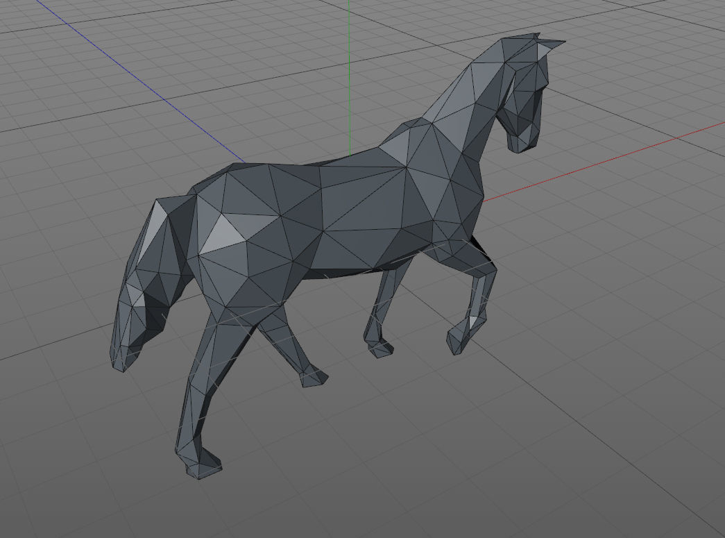 Low poly horse polygonal 3D print model_3