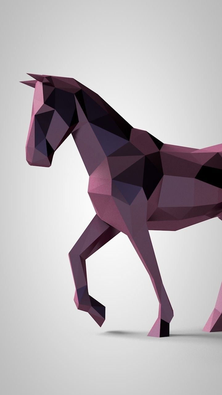 Low poly horse polygonal 3D print model_9