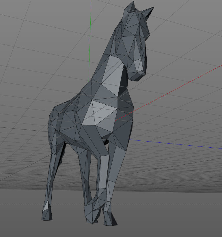 Low poly horse polygonal 3D print model_5