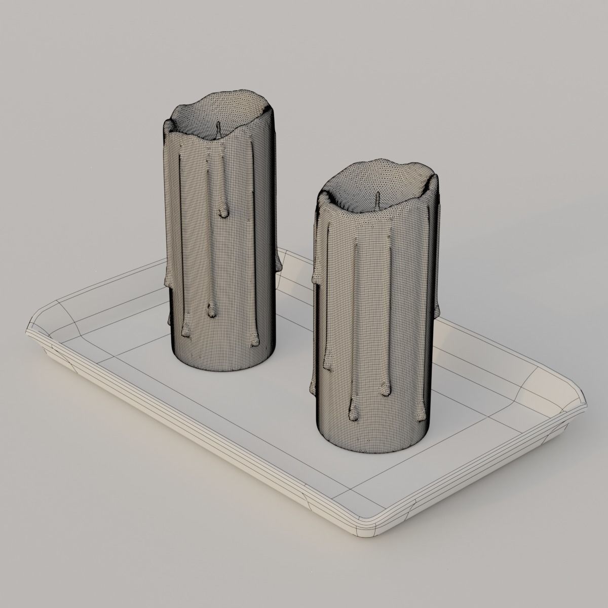 Candles with holders 3D model_3