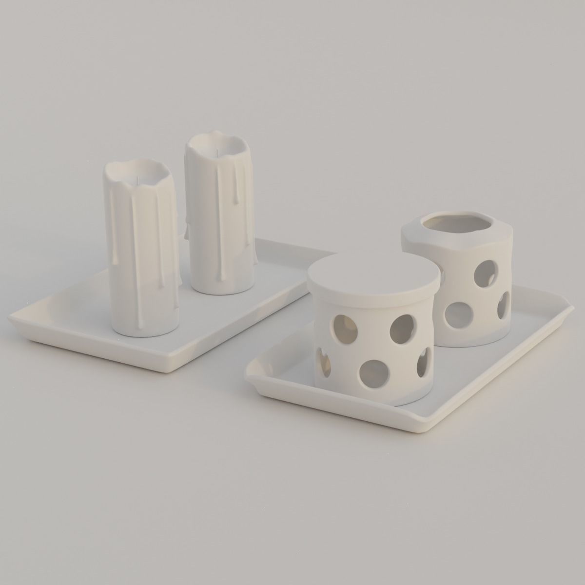 Candles with holders 3D model_13