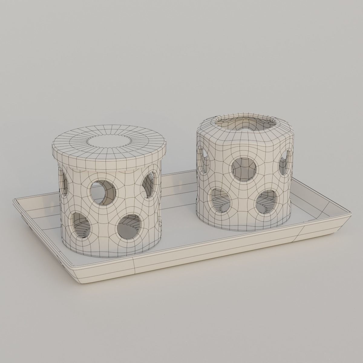 Candles with holders 3D model_12