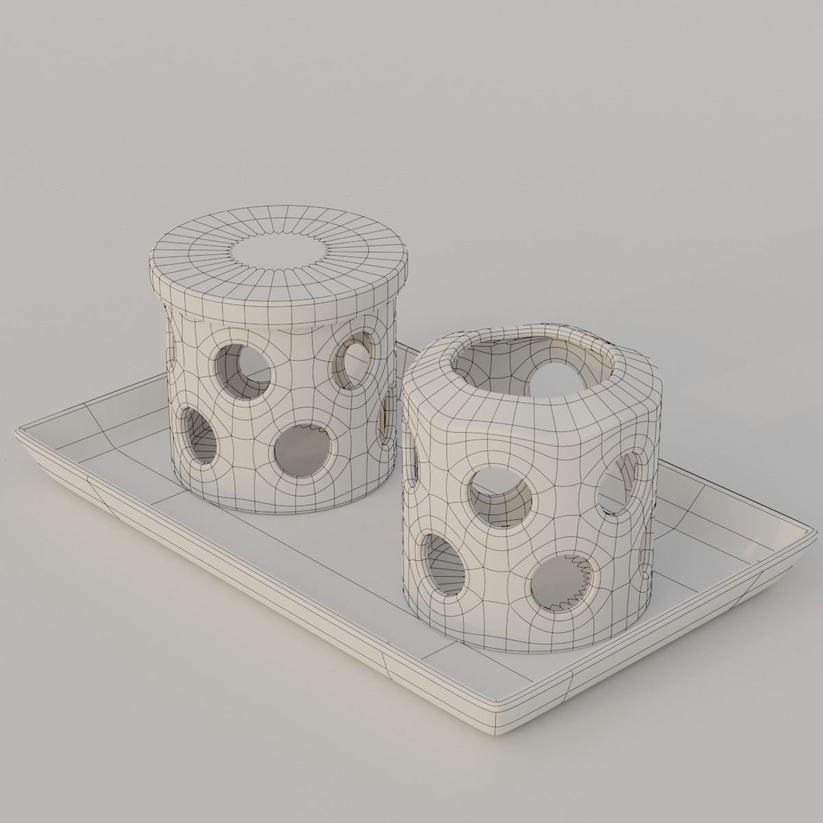 Candles with holders 3D model_9