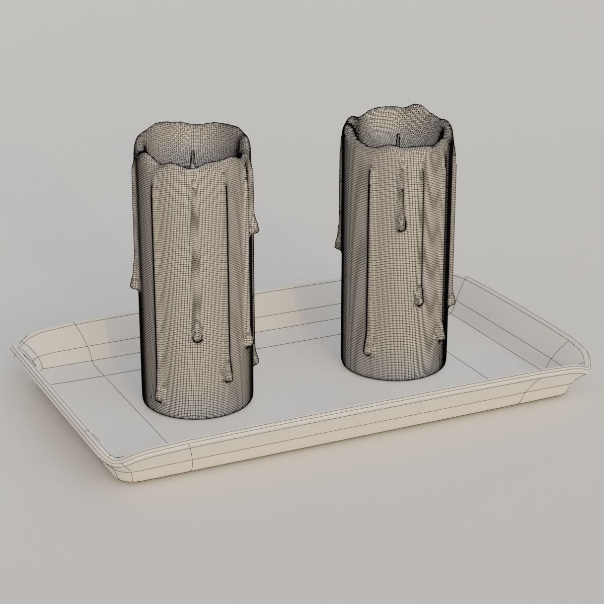 Candles with holders 3D model_6