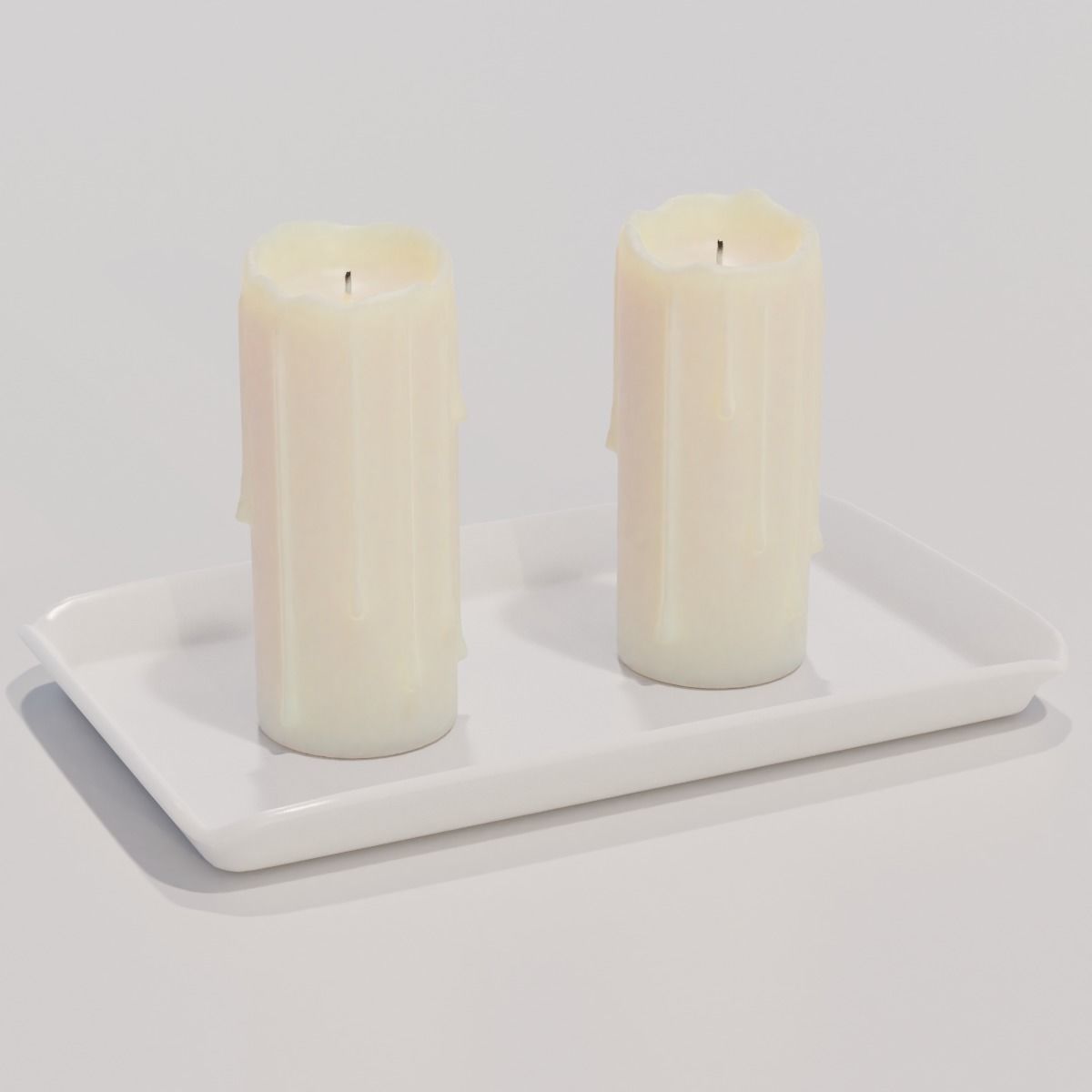 Candles with holders 3D model_4