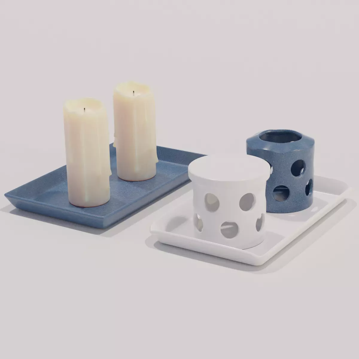 Candles with holders 3D model_0