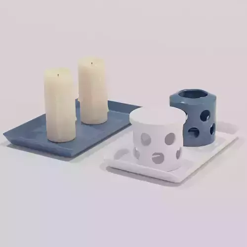 Candles with holders 3D model