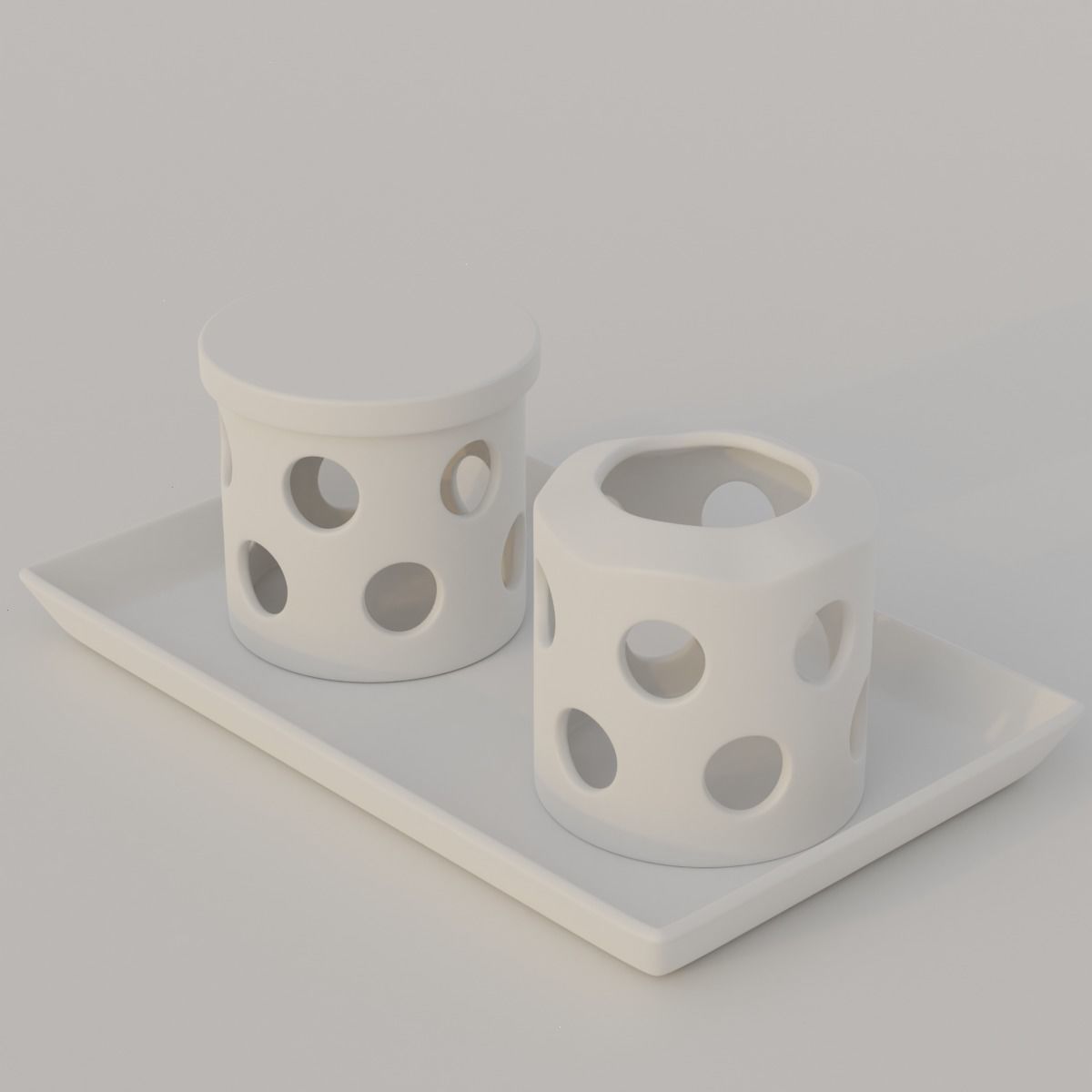 Candles with holders 3D model_8