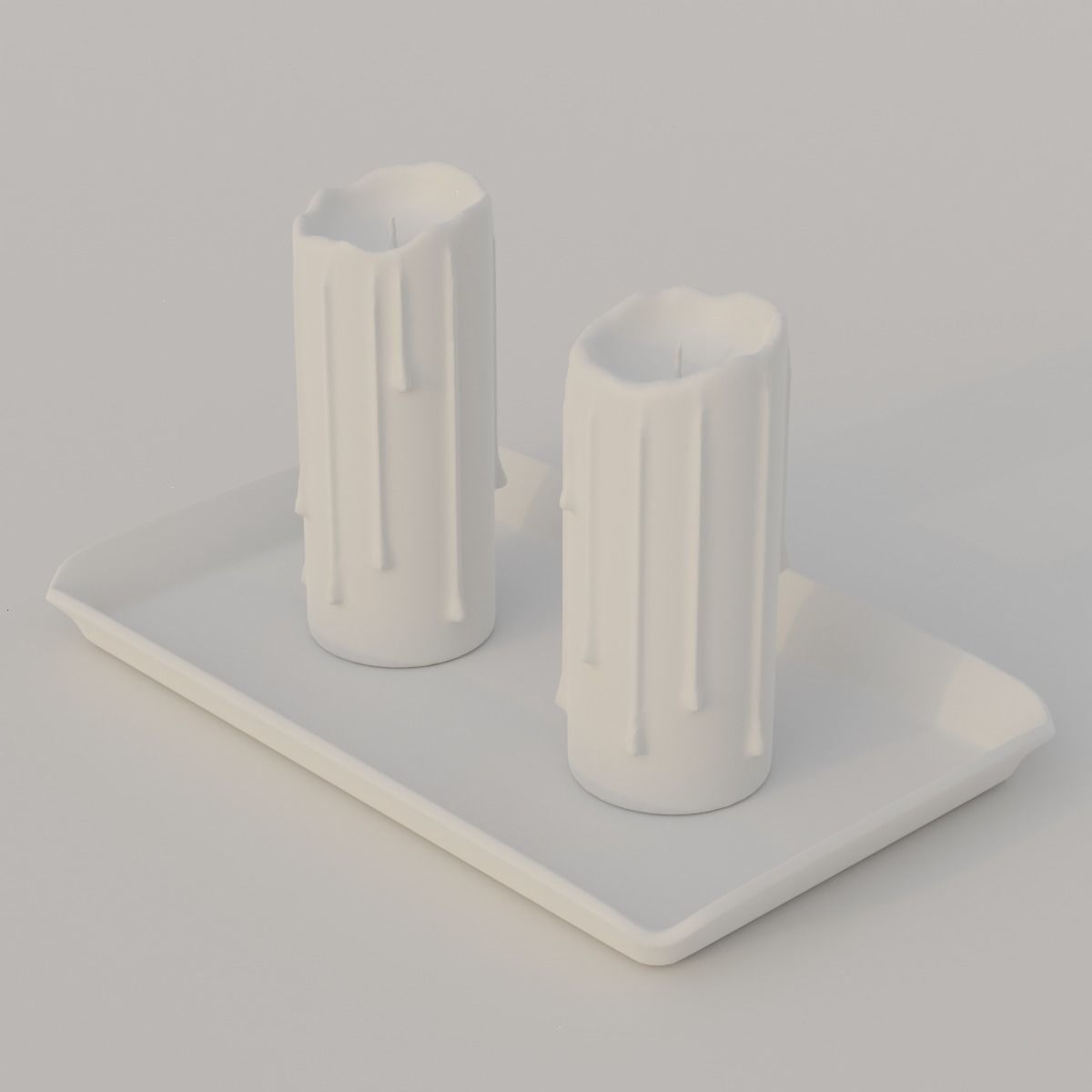 Candles with holders 3D model_2