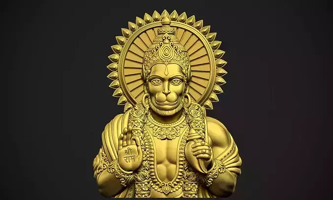 Hanumanji gold statue of person 3D print model