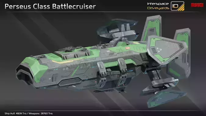 Perseus Class Battlecruiser Low-poly 3D model