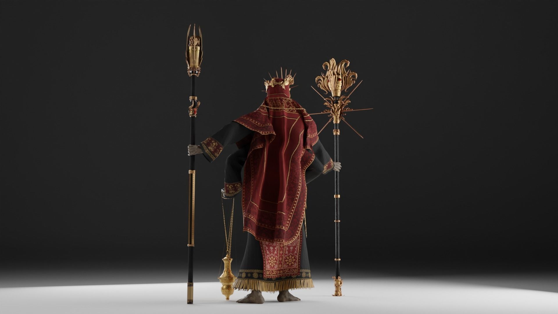 Undead Priest Necromancer Low-poly 3D model_33