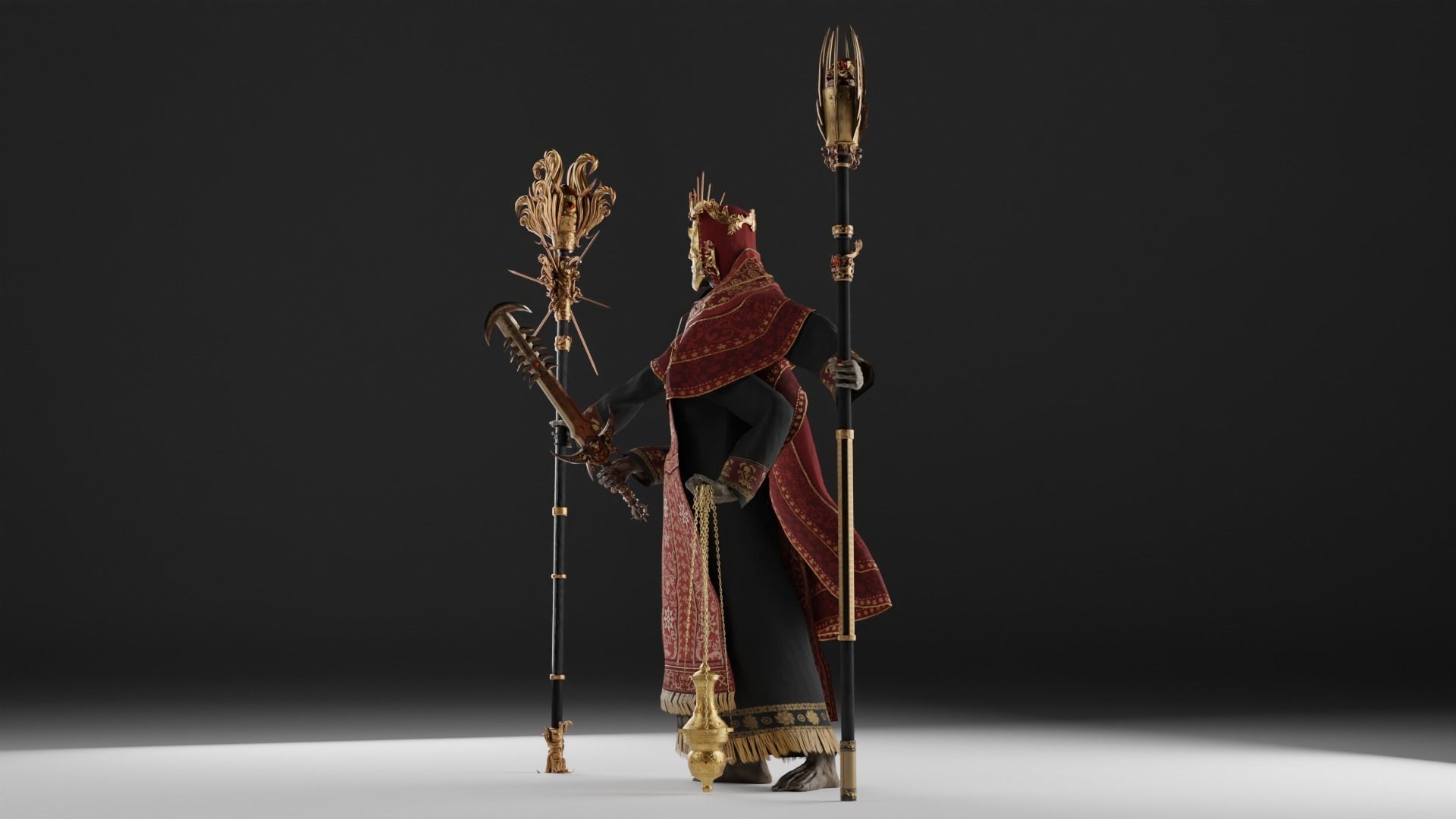 Undead Priest Necromancer Low-poly 3D model_37
