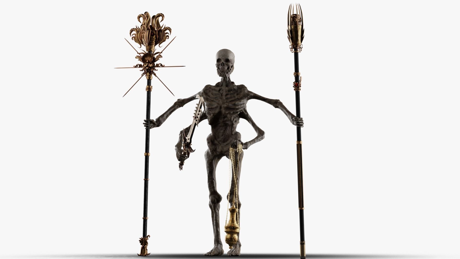 Undead Priest Necromancer Low-poly 3D model_7