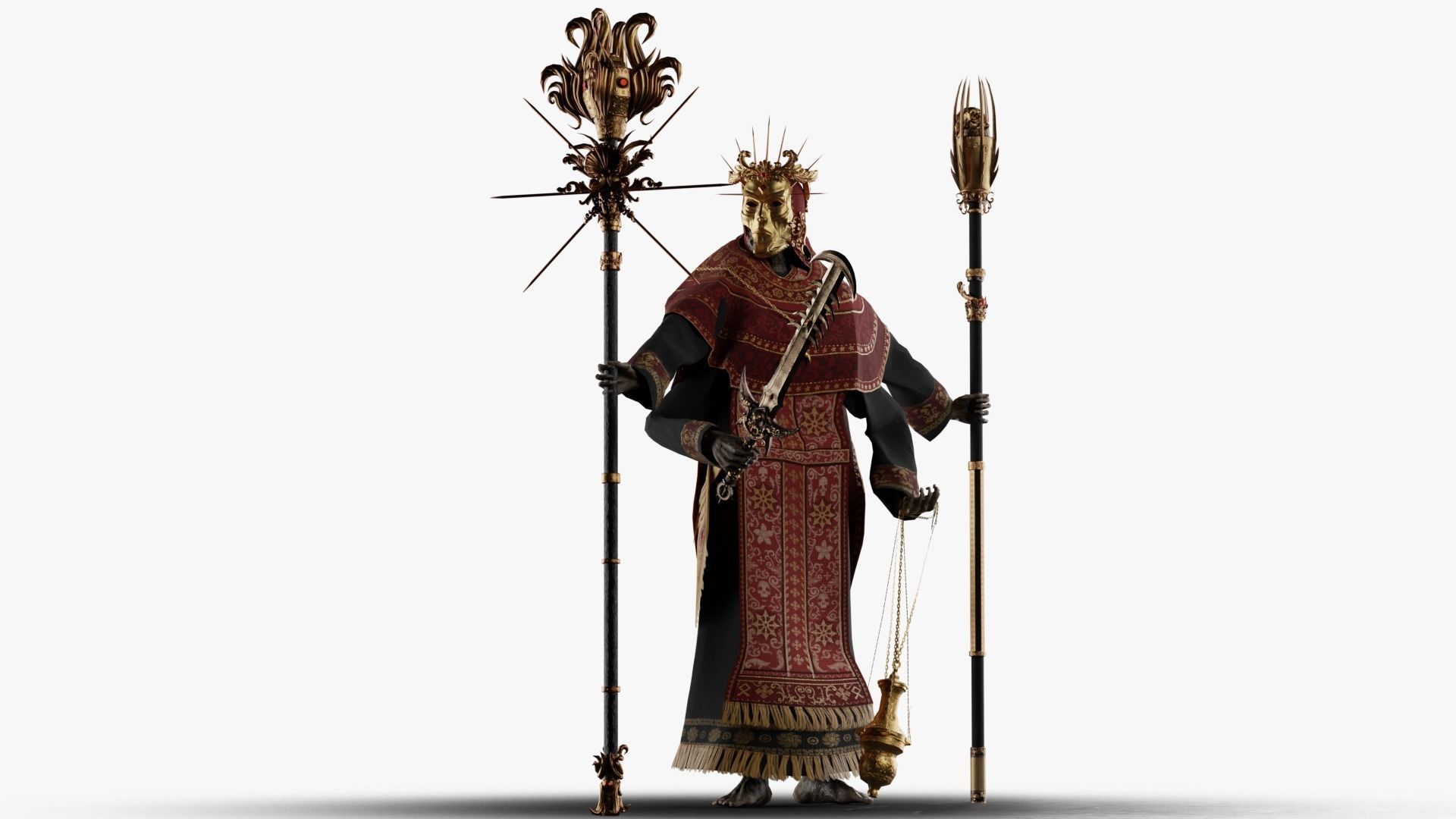 Undead Priest Necromancer Low-poly 3D model_10