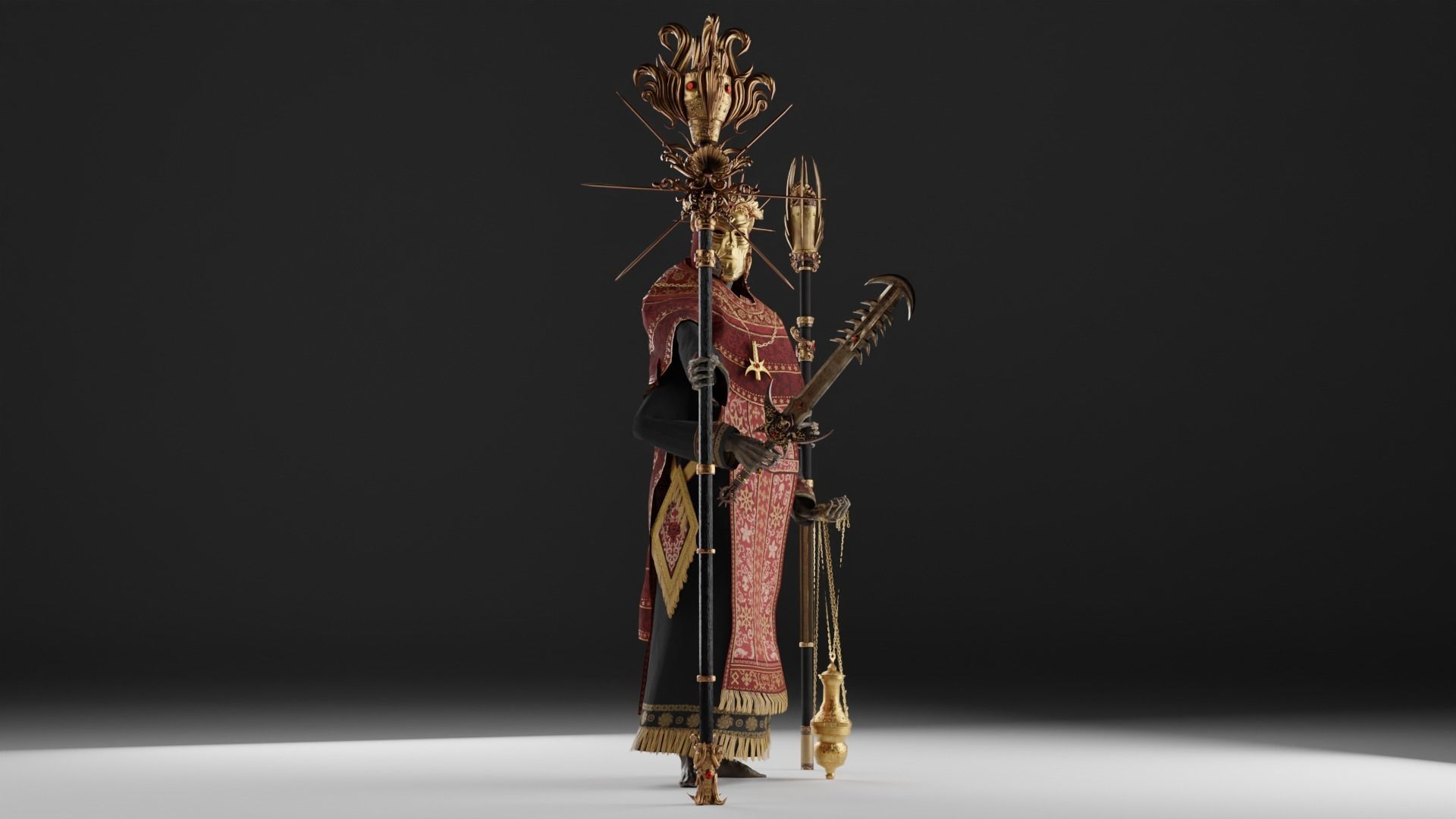 Undead Priest Necromancer Low-poly 3D model_21