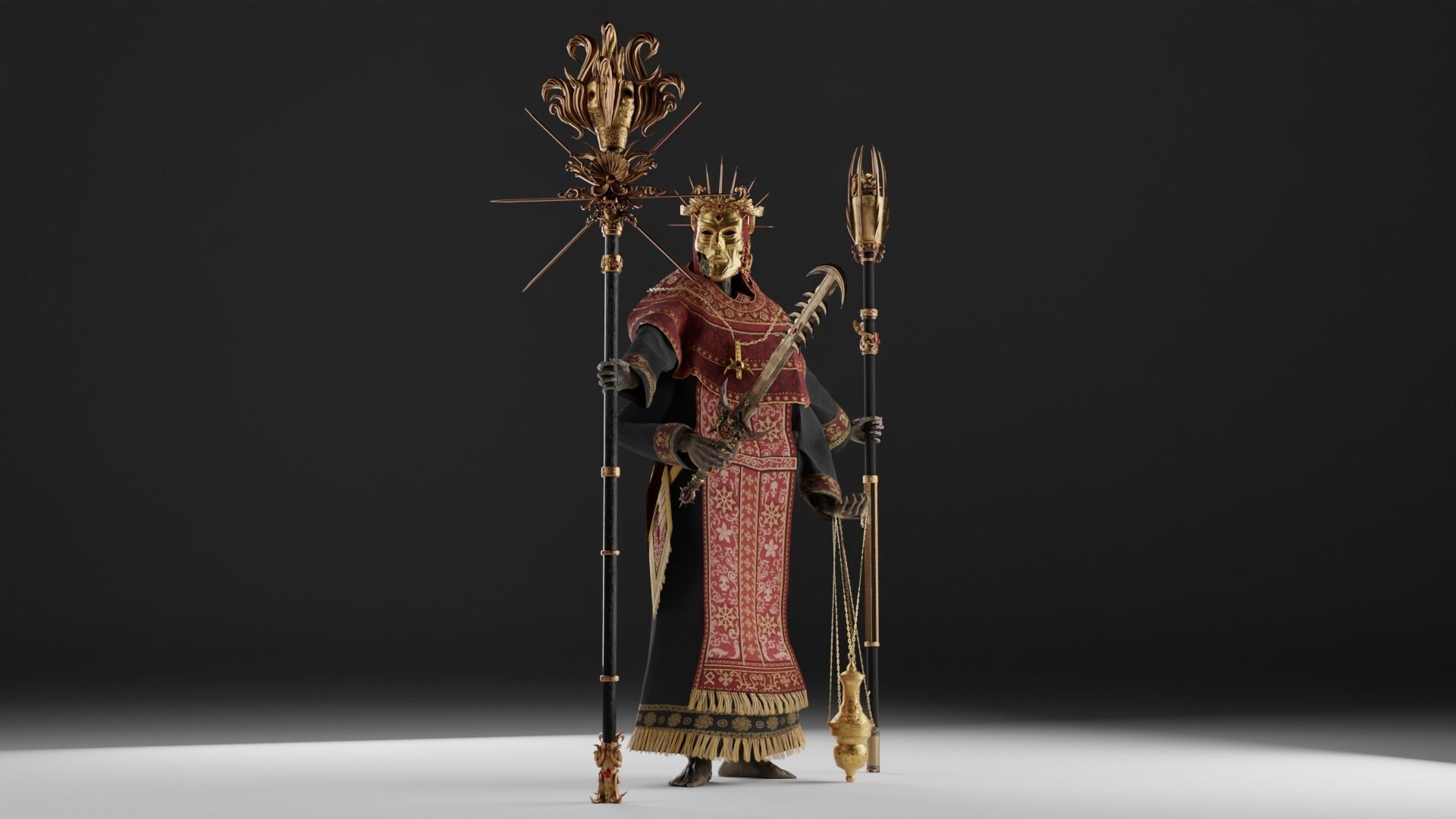 Undead Priest Necromancer Low-poly 3D model_24