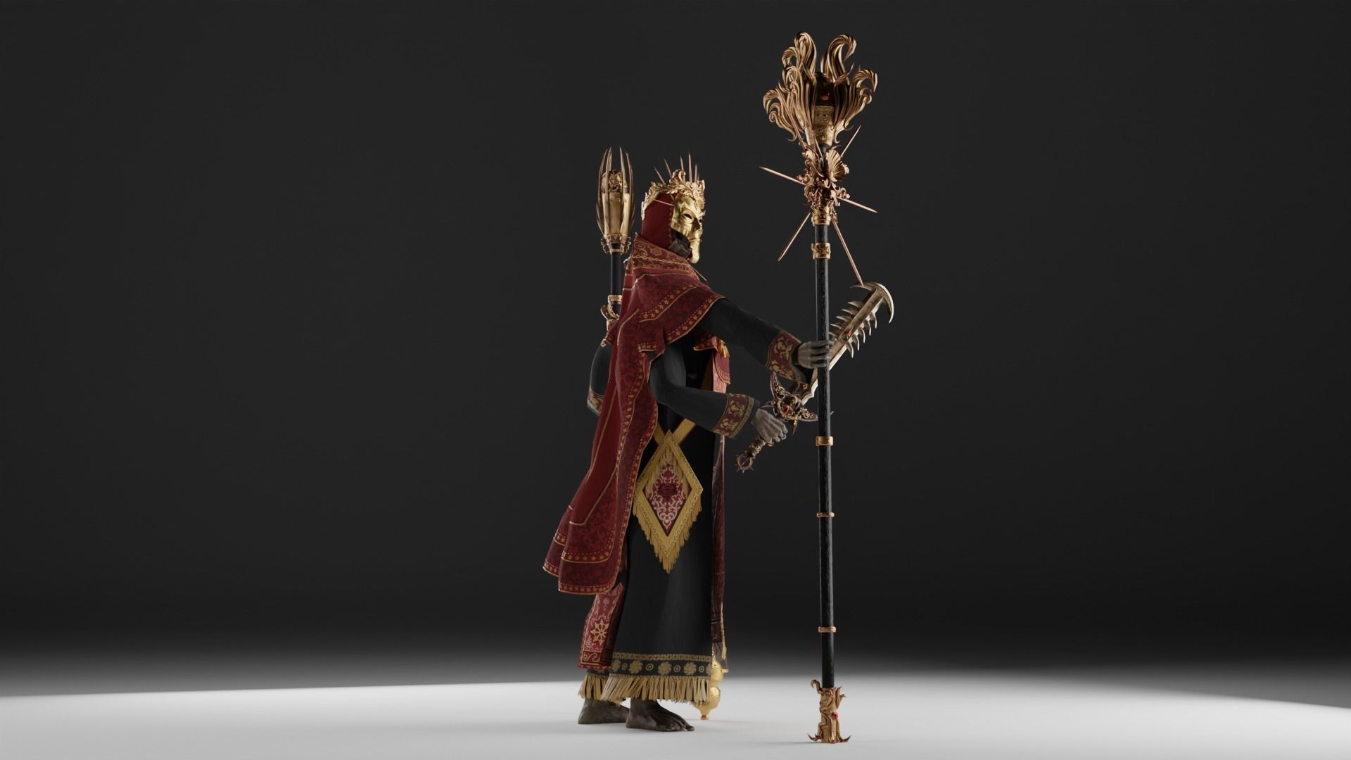 Undead Priest Necromancer Low-poly 3D model_23