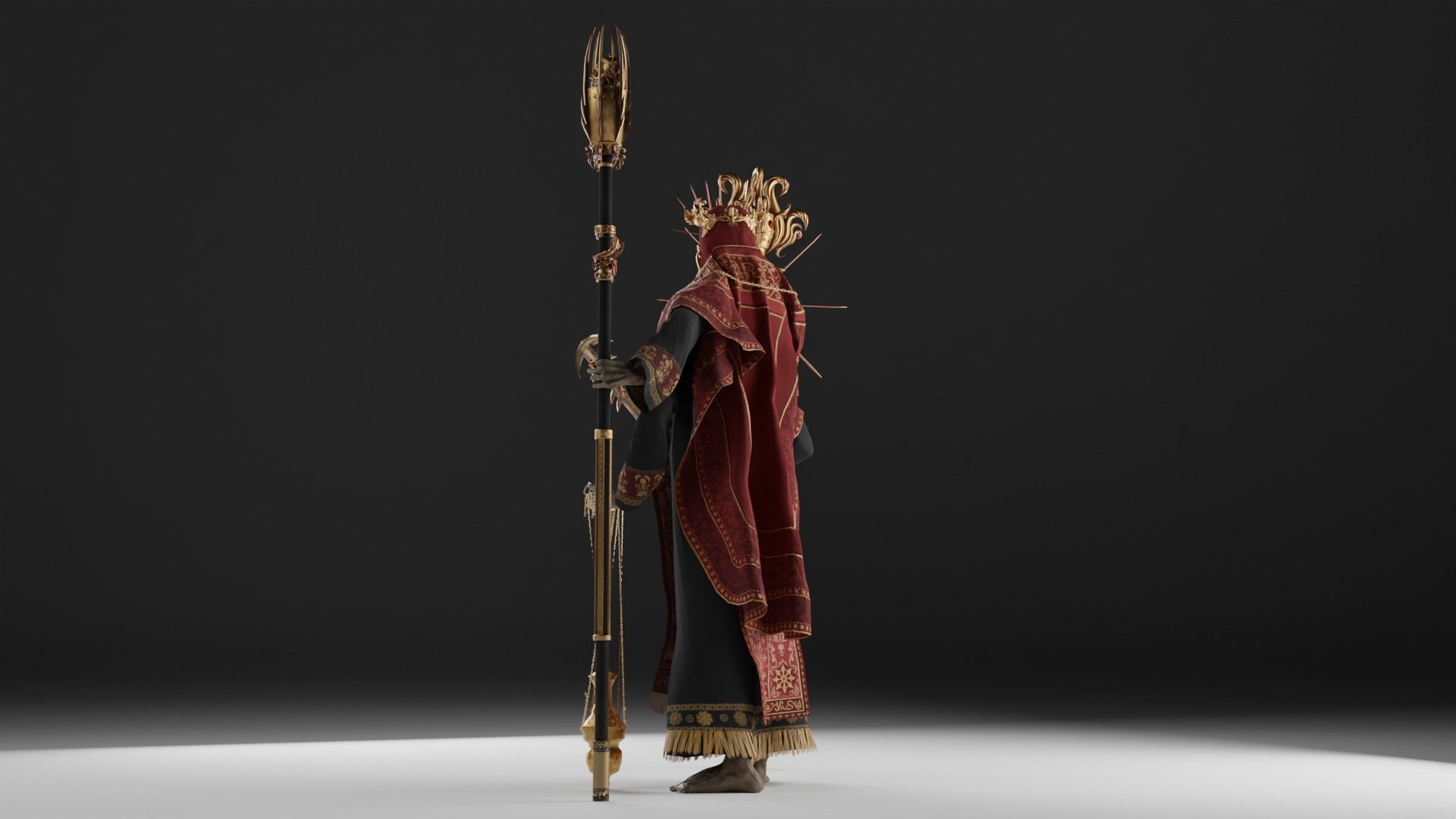 Undead Priest Necromancer Low-poly 3D model_29