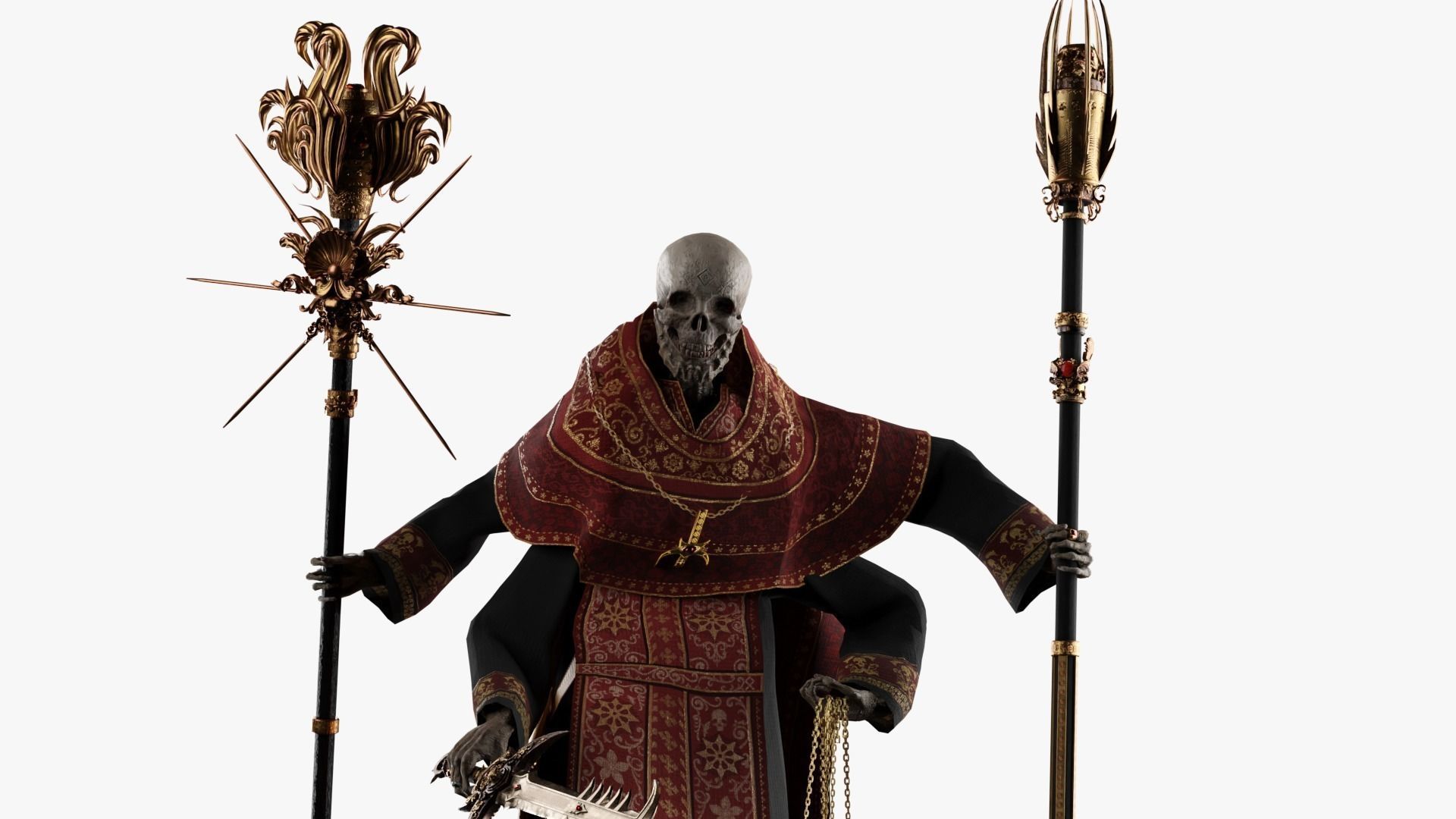 Undead Priest Necromancer Low-poly 3D model_4