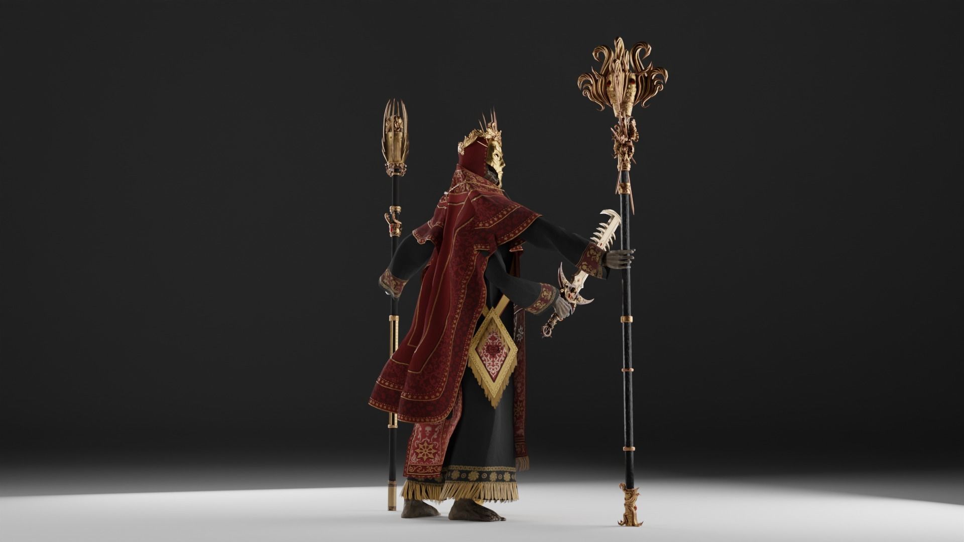 Undead Priest Necromancer Low-poly 3D model_27