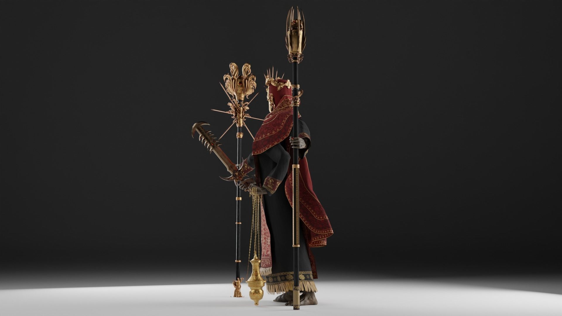 Undead Priest Necromancer Low-poly 3D model_32