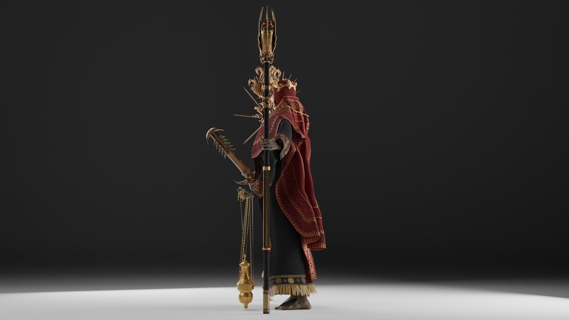 Undead Priest Necromancer Low-poly 3D model_31