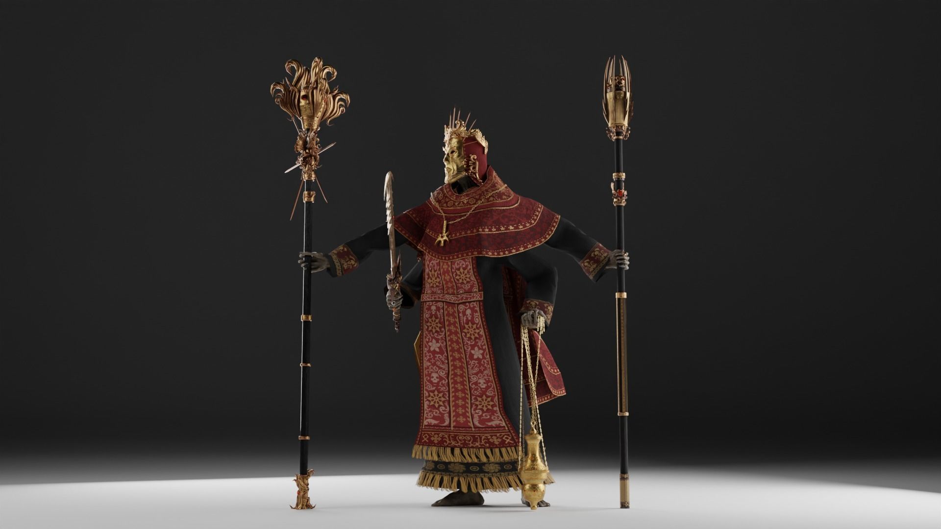 Undead Priest Necromancer Low-poly 3D model_39
