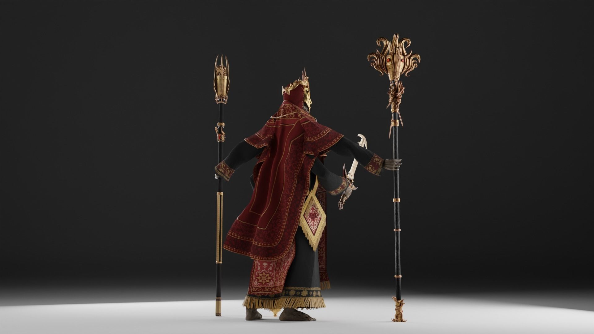 Undead Priest Necromancer Low-poly 3D model_36