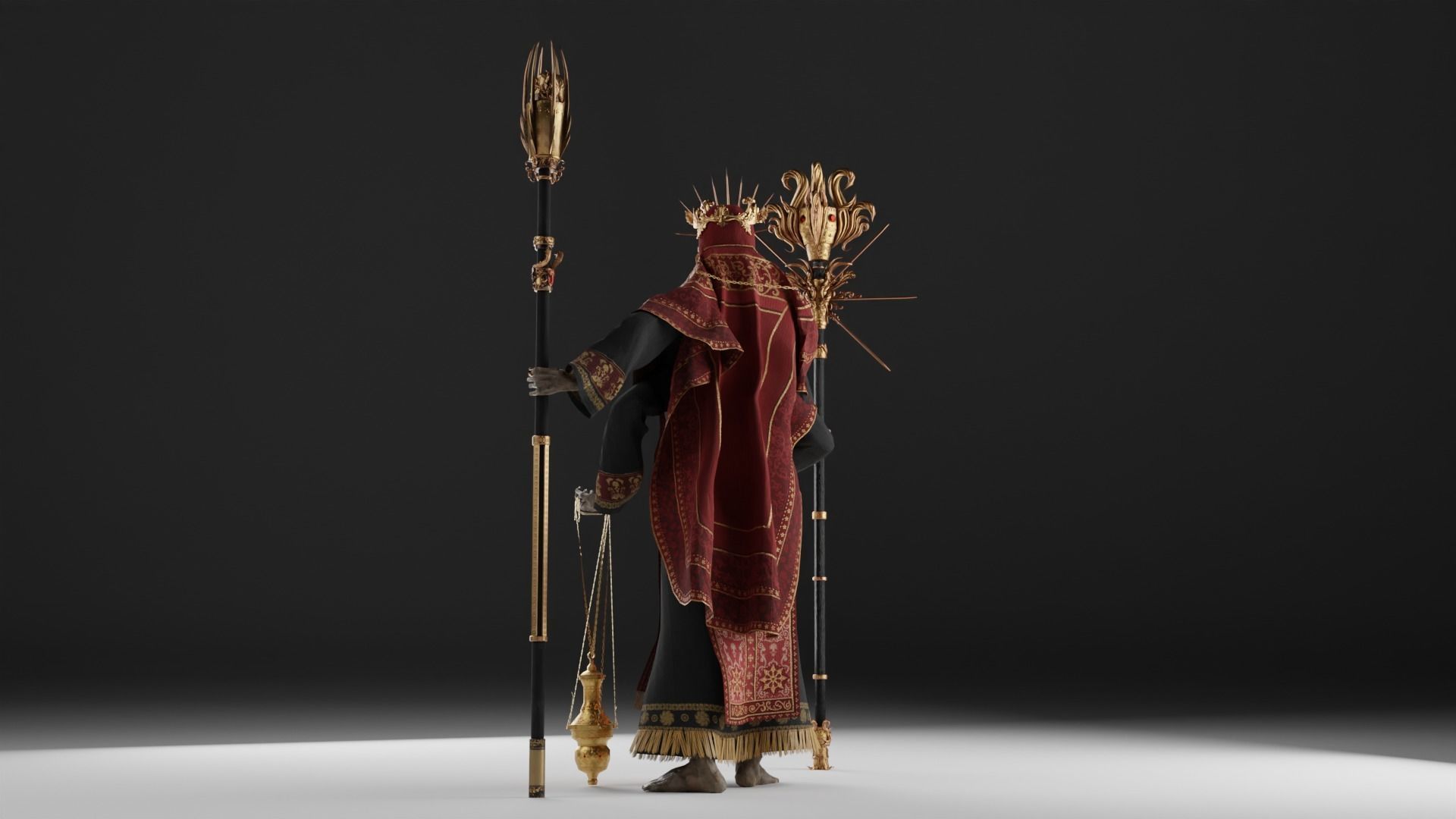 Undead Priest Necromancer Low-poly 3D model_28