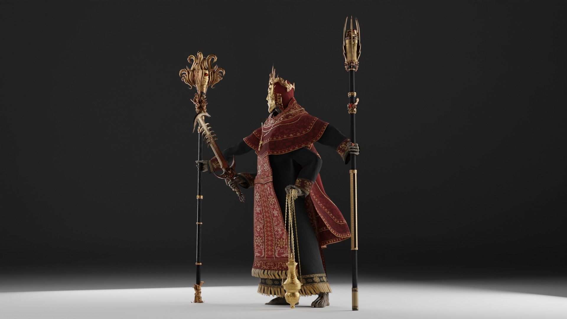 Undead Priest Necromancer Low-poly 3D model_38