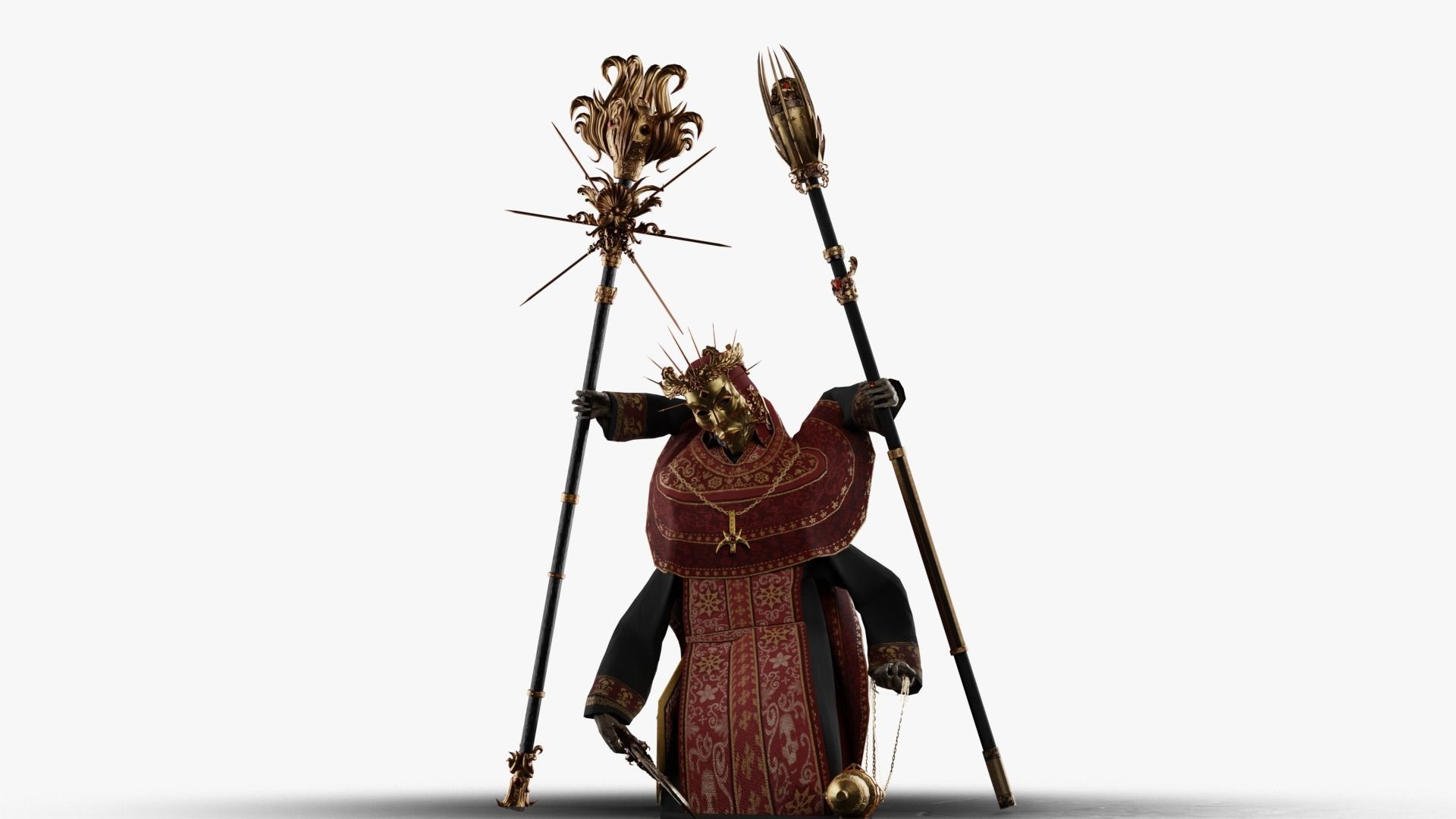 Undead Priest Necromancer Low-poly 3D model_8