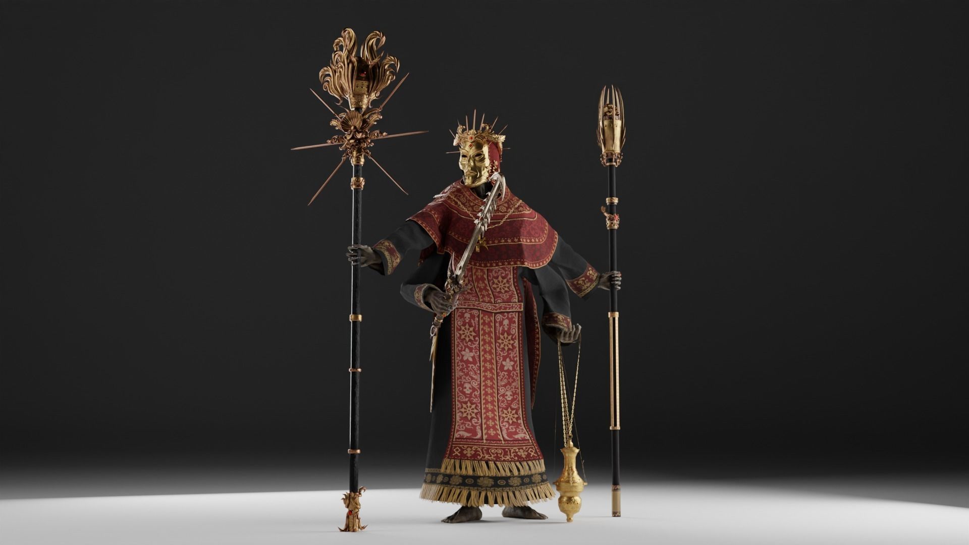 Undead Priest Necromancer Low-poly 3D model_30