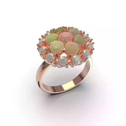 Multi Color Sapphire Diamond Gold Ring R 11 3D print model