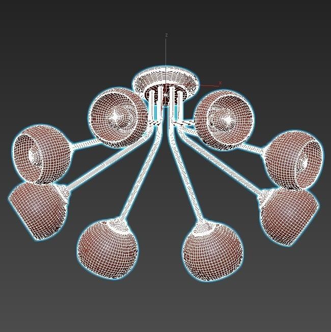Vitaluce-V4724-18PL six light ceiling fixture with glass globes 3D model_2
