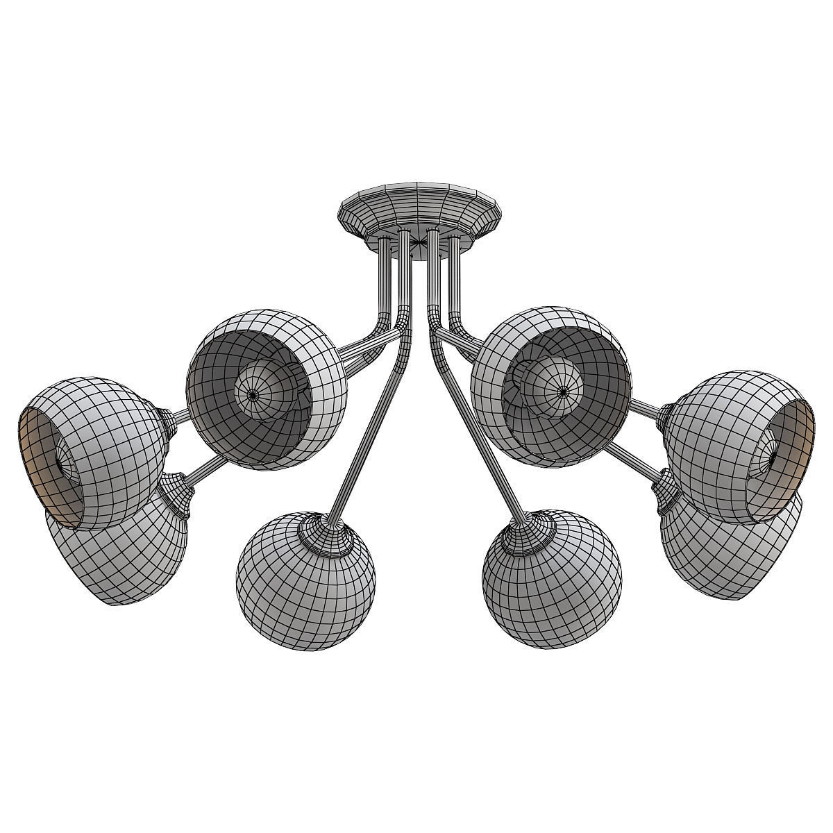 Vitaluce-V4724-18PL six light ceiling fixture with glass globes 3D model_1