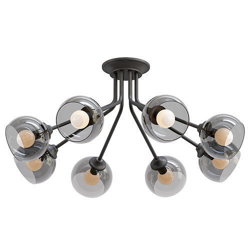 Vitaluce-V4724-18PL six light ceiling fixture with glass globes 3D model