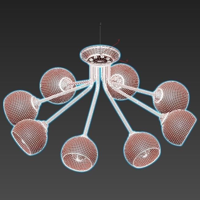Vitaluce-V4724-18PL six light ceiling fixture with glass globes 3D model_3