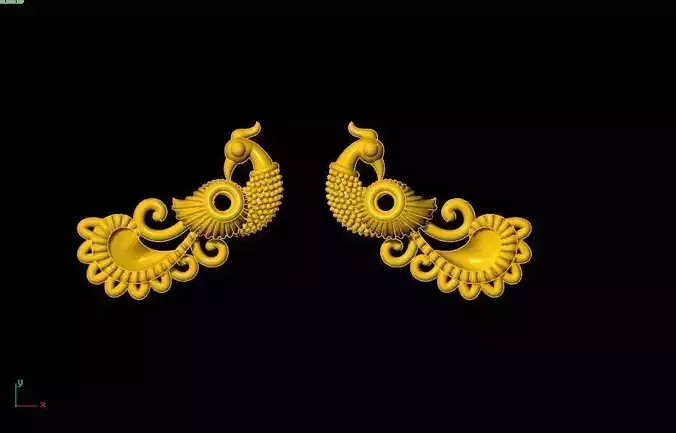 peckok pair of gold and peacock earrings