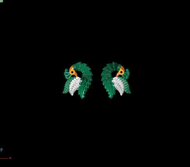 peckok pair of gold and peacock earrings 3D print model_19