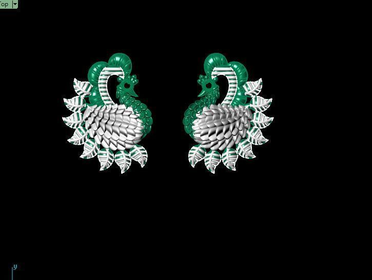 peckok pair of gold and peacock earrings 3D print model_29