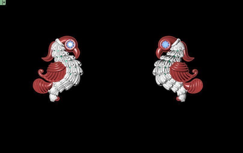 peckok pair of gold and peacock earrings 3D print model_27