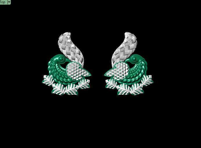 peckok pair of gold and peacock earrings 3D print model_26