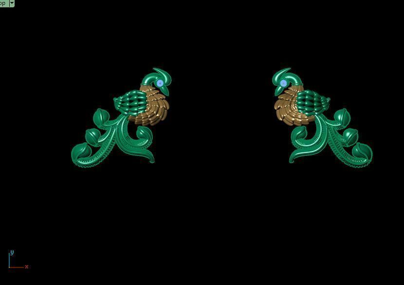 peckok pair of gold and peacock earrings 3D print model_28