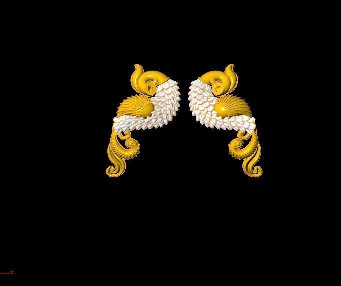 peckok pair of gold and peacock earrings 3D print model_21