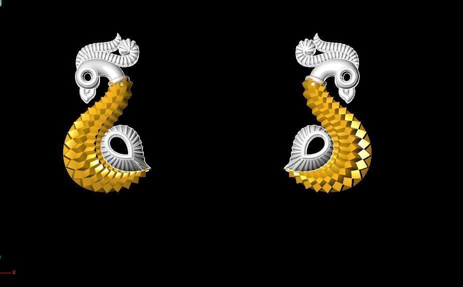 peckok pair of gold and peacock earrings 3D print model_16