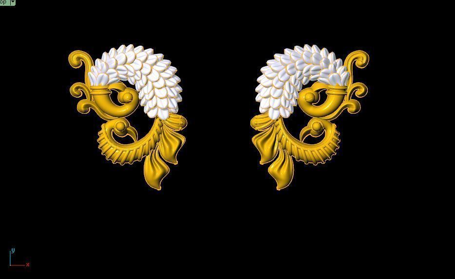 peckok pair of gold and peacock earrings 3D print model_23