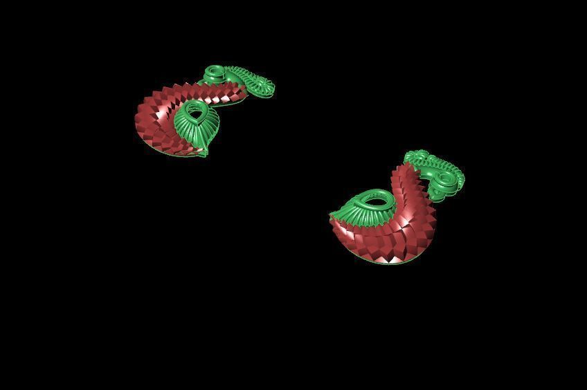 peckok pair of gold and peacock earrings 3D print model_15