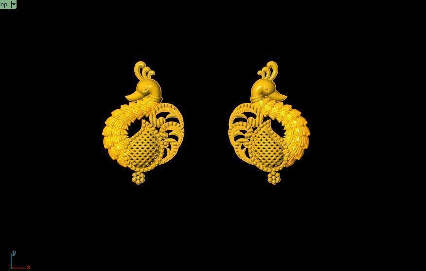 peckok pair of gold and peacock earrings 3D print model_24