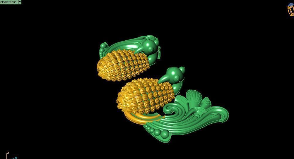 peckok pair of gold and peacock earrings 3D print model_10